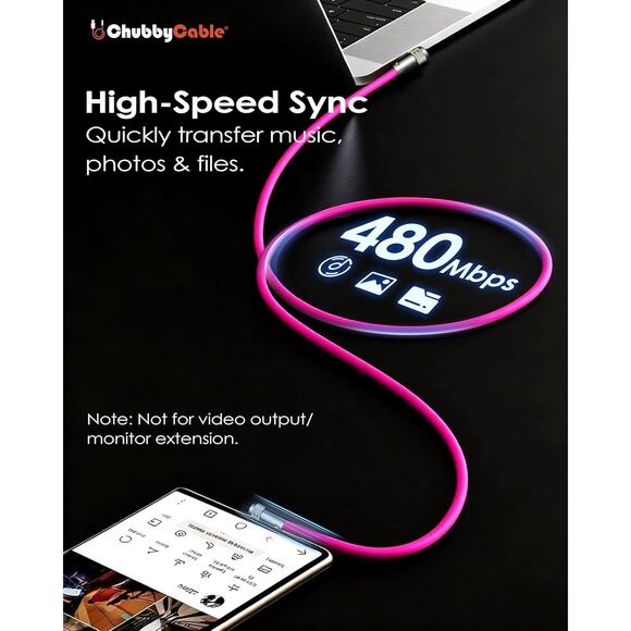 chubbycable FlexElbow Pro 90 Degree 100W Fast Charging 9.8 Ft Right Angle USB-C - Picture 9 of 9